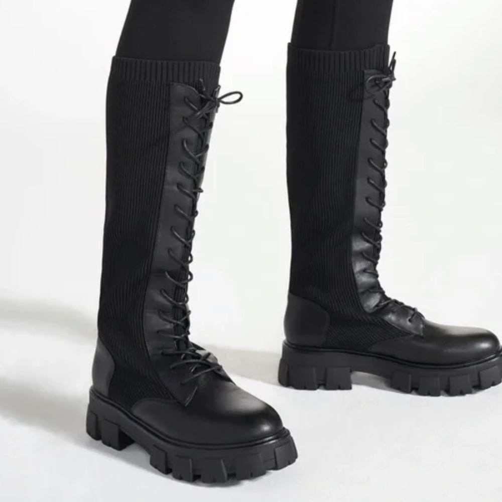 Call it Spring Tinsley Tall Stretch Lace Up Combat Boot